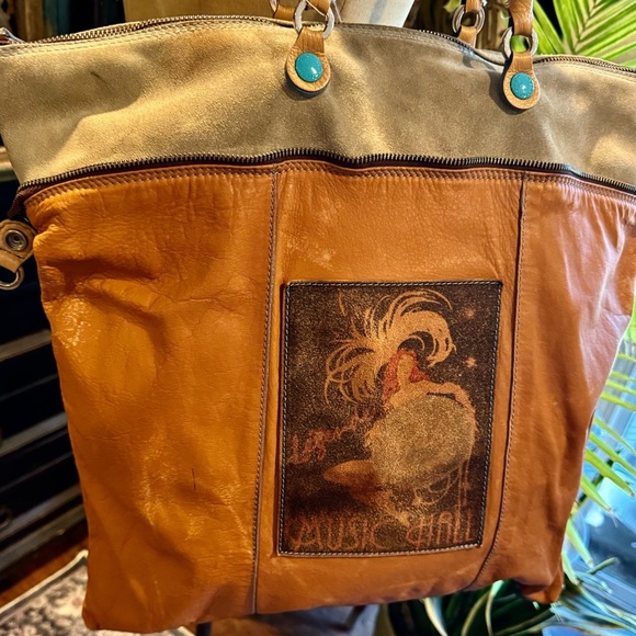 Gabs Cognac Music Hall Art Nouveau patchwork Butter Leather made in Italy - Picture 2 of 16